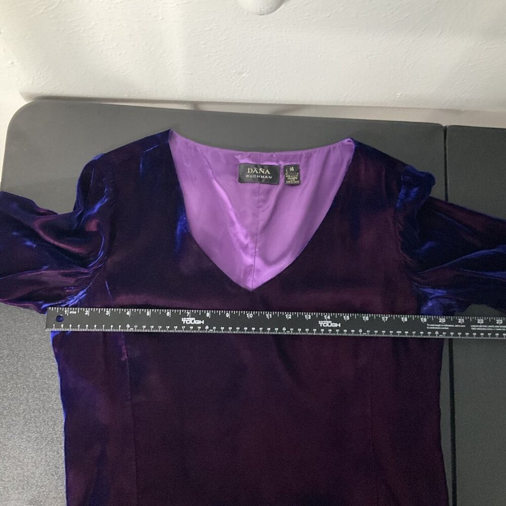 Dana Buchman Top Sz 14 Purple Blue Chameleon Velour Shimmer Event Cocktail Party - Picture 4 of 9